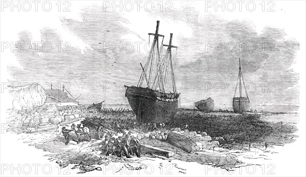 Wrecks on the Rocks at Tynemouth - sketched from below the Spanish Battery, 1850. Creator: Unknown.