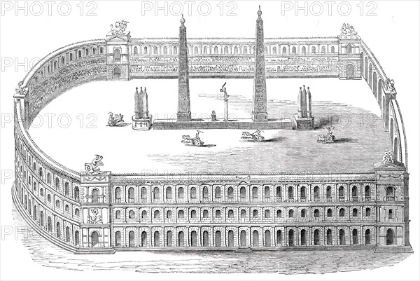 Chariot Race in the Circus Maximus - Rome, 1850. Creator: Unknown.