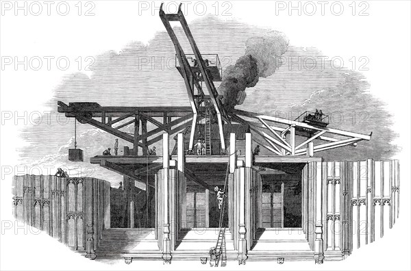 Part of the Victoria Tower - the Hoisting-Scaffold, 1850. Creator: Unknown.