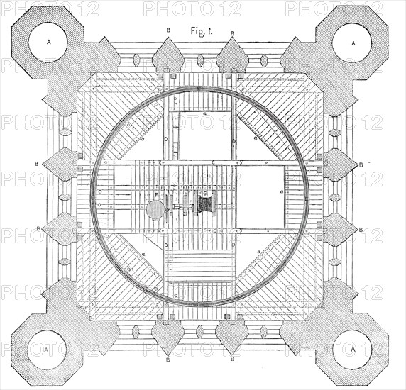 Plan of the Victoria Tower, 1850. Creator: Unknown.