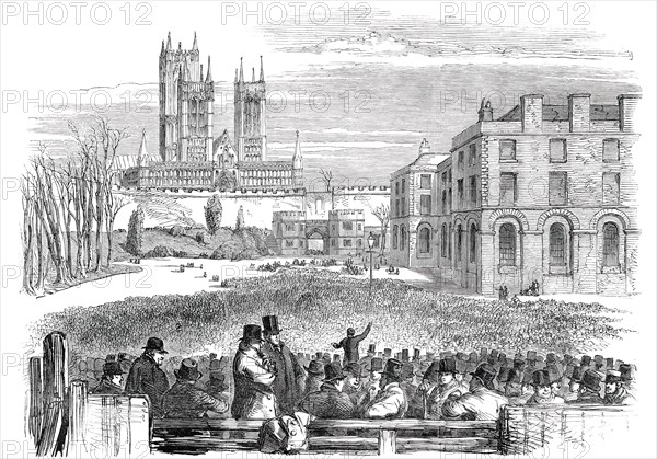 The Great Protectionist Meeting, in the Castle-Yard, Lincoln, 1850. Creator: Unknown.