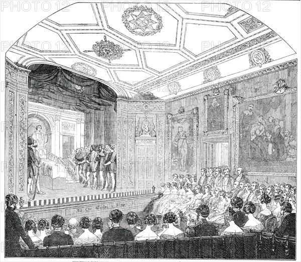 Theatrical Performance in the Rubens Room, at Windsor Castle - (Scene from "Julius Caesar"), 1850. Creator: Unknown.