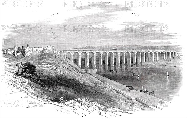 Railway Viaduct over the Tweed, at Berwick, 1850. Creator: Edmund Evans.