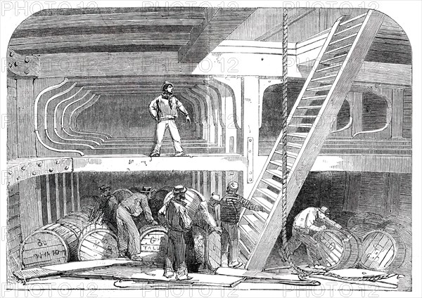 Hold of the "Cornelius Grinnell"  Line-Ship, 1850. Creator: Unknown.