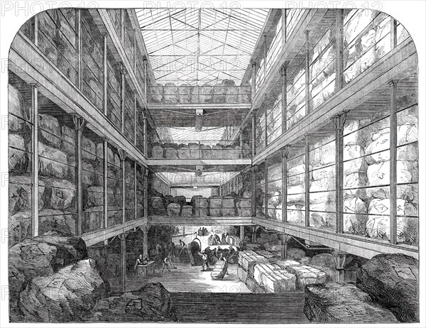 The Great Wool-Floor at the London Docks, 1850. Creator: Unknown.
