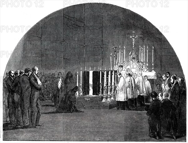 Funeral of Louis-Philippe: the "Chapelle Ardente", at Claremont, 1850. Creator: Smyth.