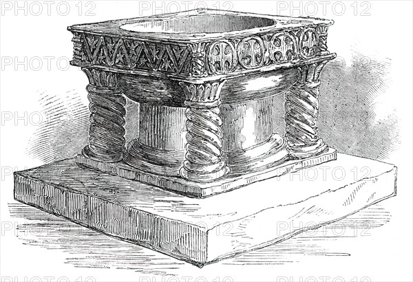 New Font for Easton Church, near Winchester, 1850.  Creator: Unknown.