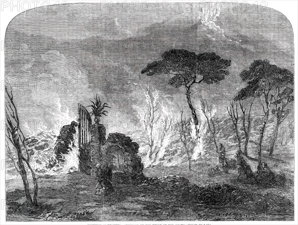 Eruption of Vesuvius - Sketched on the Verge of the Grand Stream of Lava, 1850. Creator: Unknown.