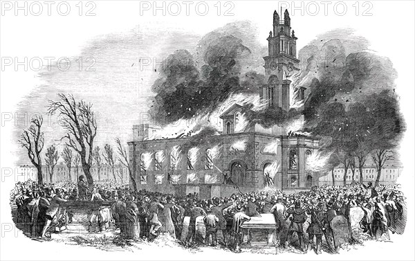 Burning of St. Anne's Church, Limehouse, on Good Friday Morning, 1850. Creator: Unknown.