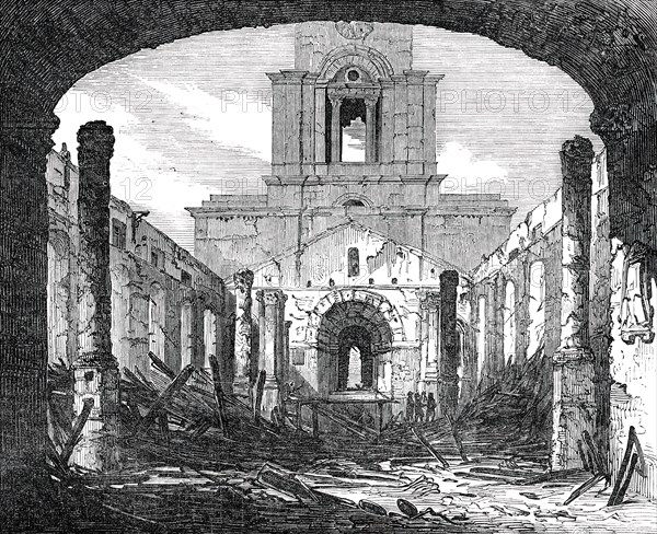 The Ruins [of St. Anne's Church], sketched from the East End, 1850. Creator: Unknown.