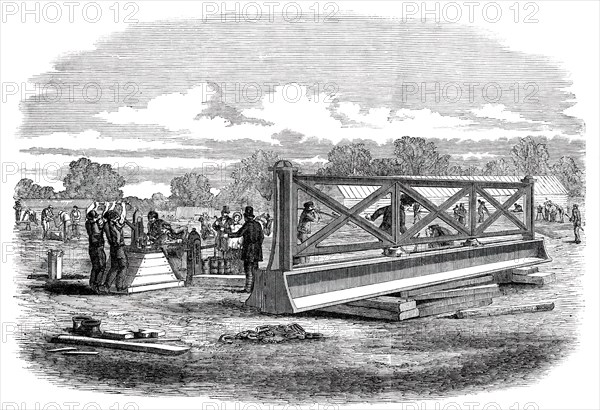 The Great Exhibition Building in Hyde Park - Testing the Girders, 1850. Creator: Unknown.