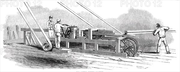 The Great Exhibition Building in Hyde Park - the Gutter-Cutting Machine, 1850. Creator: Unknown.