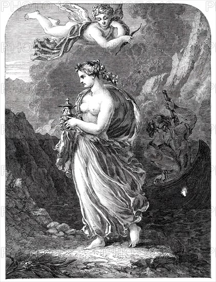 Psyche Returning from the Infernal Regions with the Casket of Beauty..., 1850.  Creator: Unknown.