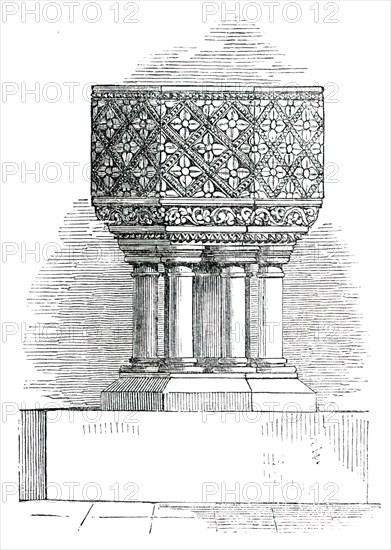 Font, St. Barnabas Church, Pimlico, 1850. Creator: Unknown.