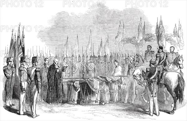 Presentation of New Colours to the 28th Foot, at Portsmouth, 1850. Creator: Unknown.