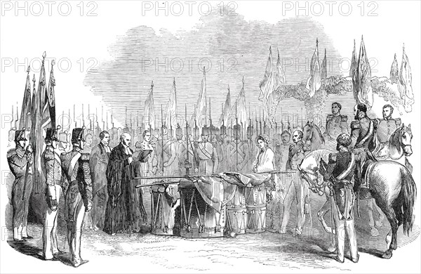 Presentation of New Colours to the 28th Foot, at Portsmouth, 1850. Creator: Unknown.