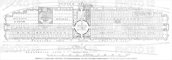 Ground Plan of the Building for the Great Industrial Exhibition, to be erected in Hyde-Park, 1850. Creator: Unknown.