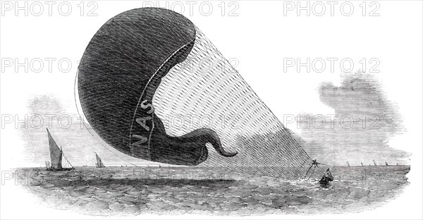 Accident to the Nassau Balloon, between Gravesend and the Nore, 1850. Creator: Unknown.