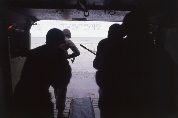 Troops landing, Falklands War, 1982. Creator: Luis Rosendo.