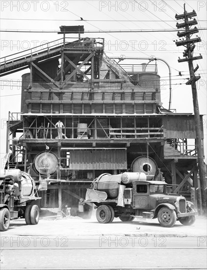 Concrete mixing plant, Birmingham, Alabama, 1936. Creator: Dorothea Lange.