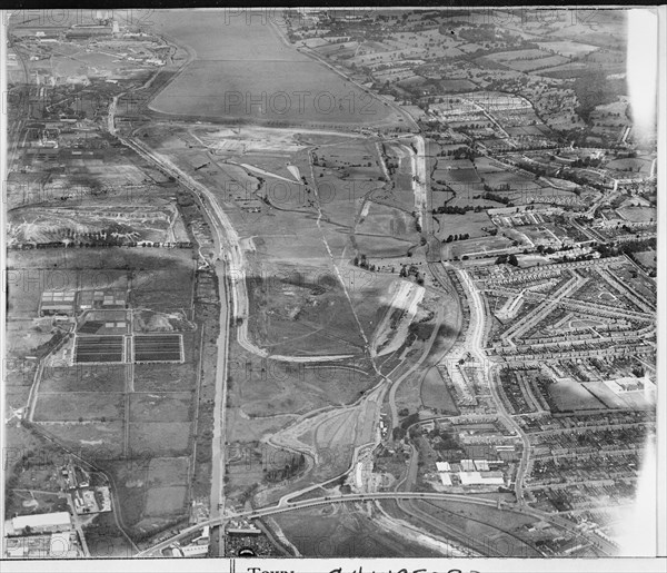 Construction of William Girling Reservoir, Edmonton, London, 1936. Creator: Aerofilms.