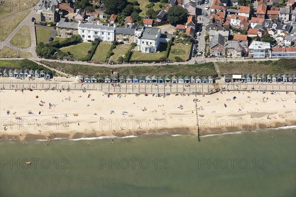 Beach huts on the seafront, Southwold, Suffolk, 2016. Creator: Damian Grady.