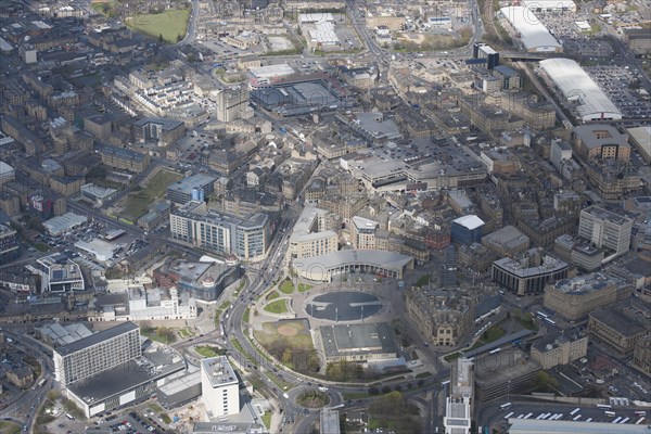 The city centre around Centenary Square, Bradford, West Yorkshire, 2016. Creator: Dave MacLeod.