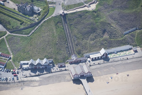 Saltburn Cliff Railway and the entrance building to Saltburn Pier, Redcar and Cleveland, 2016. Creator: Dave MacLeod.