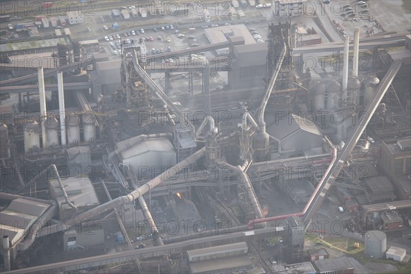 Blast furnaces at Scunthorpe Steel Works, North Lincolnshire, 2016. Creator: Dave MacLeod.