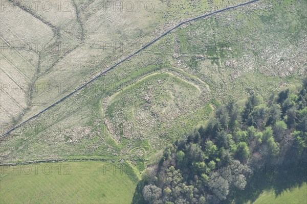 Iron Age/Romano British enclosed settlement earthwork near Smalesmouth Farm, Northumberland, 2016. Creator: Dave MacLeod.