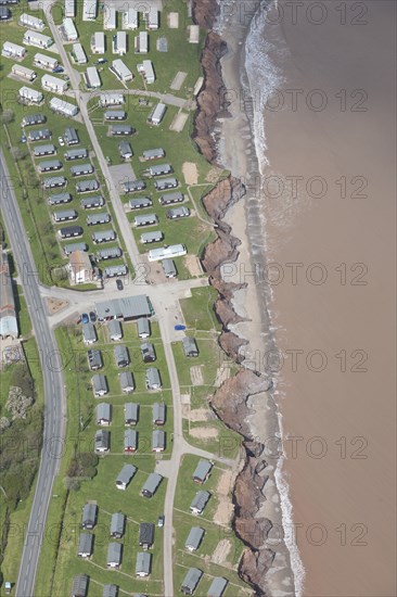 A holiday park threatened by coastal erosion, Withernsea, East Riding of Yorkshire, 2016. Creator: Dave MacLeod.