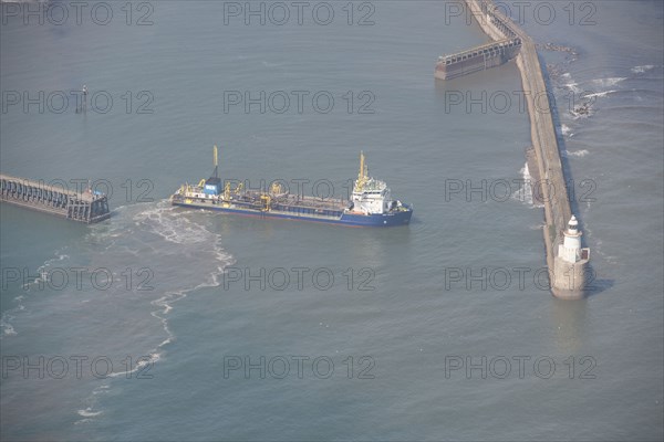 UKD Marlin, a trailing suction hopper dredger, Blyth harbour, Northumberland, 2016. Creator: Dave MacLeod.