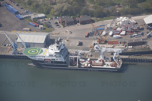 'Grand Canyon', an offshore construction/ROV/survey vessel, Blyth Harbour, Northumberland, 2016. Creator: Dave MacLeod.