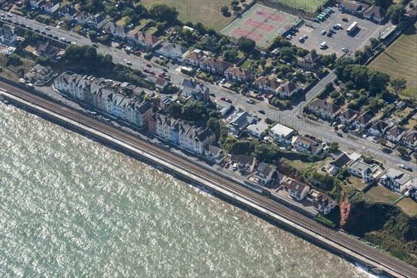 The railway line running along the edge of the sea, Dawlish, Devon, 2016. Creator: Damian Grady.
