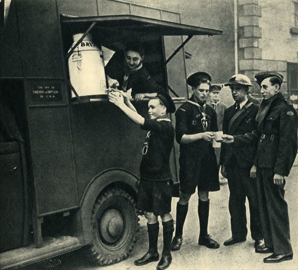 'Sea Scouts Serving at a Mobile Canteen', 1944. Creator: Unknown.