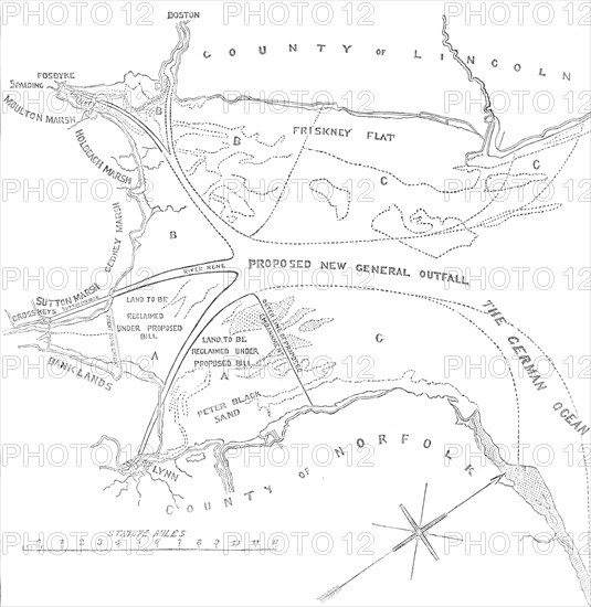 Plan of the Wash, between the Coasts of Norfolk and Lincolnshire, 1850. Creator: Unknown.