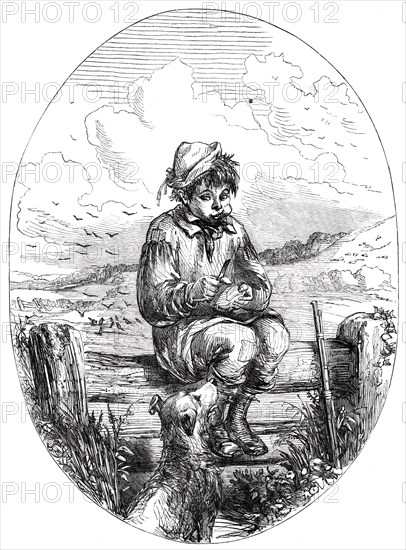 The Crow-Boy's Christmas Lunch - drawn by Phiz, 1850. Creator: Unknown.