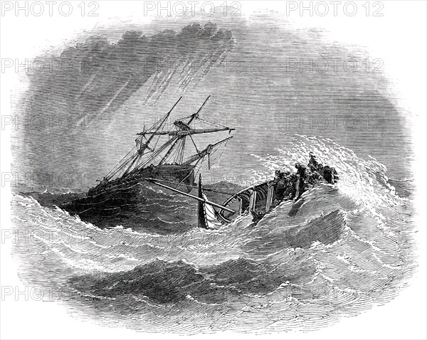 Boat Catastrophe, and the "Lalla Rookh" in Distress, off Worthing, 1850. Creator: Unknown.