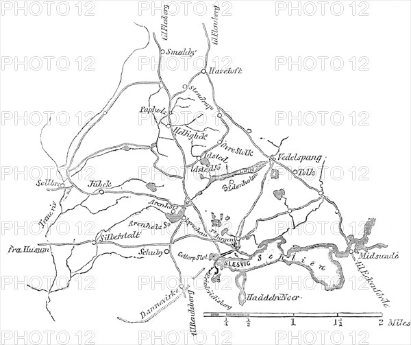 Map - Seat of the Schleswig-Holstein War, 1850. Creator: Unknown.
