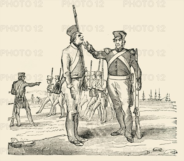 'Drilling raw Recruits', 1849. Creator: Unknown.