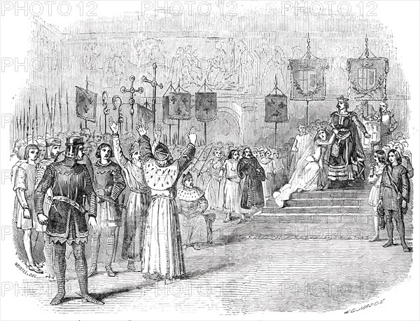 Philip of France and Marie de Meranie...at the Olympic Theatre, 1850. Creator: Walter George Mason.
