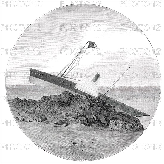 Wreck of the "Superb", as Seen through a Telescope, from Jersey, 1850. Creator: Unknown.