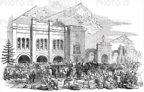 Opening of the Great Cheese-Market, at Chippenham, September 12 - the Market Hall, 1850. Creator: S Read.