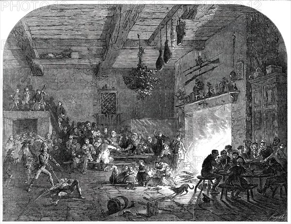 Christmas Eve in Devonshire - the Mummers coming in, 1850. Creators: Stockdale, Smyth.