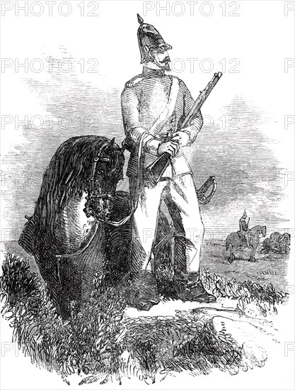 The War in Schleswig - Outpost Duty - the Vidette - Holstein Cavalry-Man, 1850. Creator: Unknown.