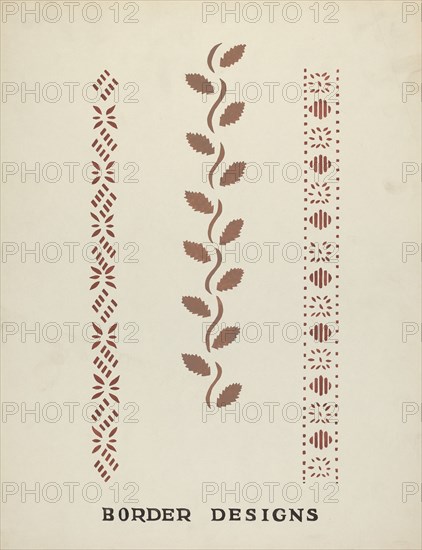 Border Designs from Proposed Portfolio "Maine Wall Stencils", 1935/1942. Creator: Mildred E Bent.