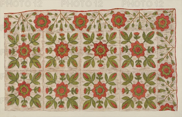 Appliqued Quilt, 1935/1942. Creator: Mildred E Bent.