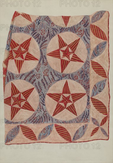 Quilt Applique, 1935/1942. Creator: Mildred E Bent.