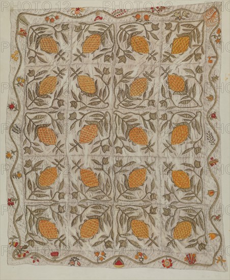 Pineapple Quilt, 1935/1942. Creator: Mildred E Bent.