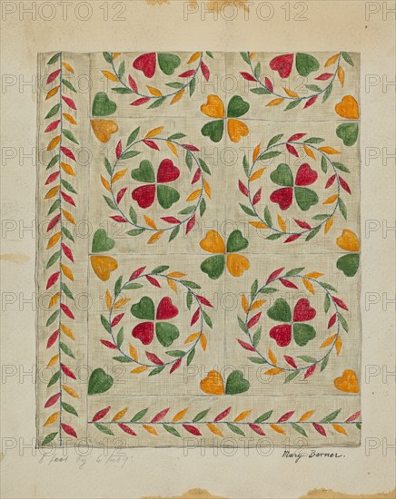 Quilt (Applique), c. 1936. Creator: Mary Berner.